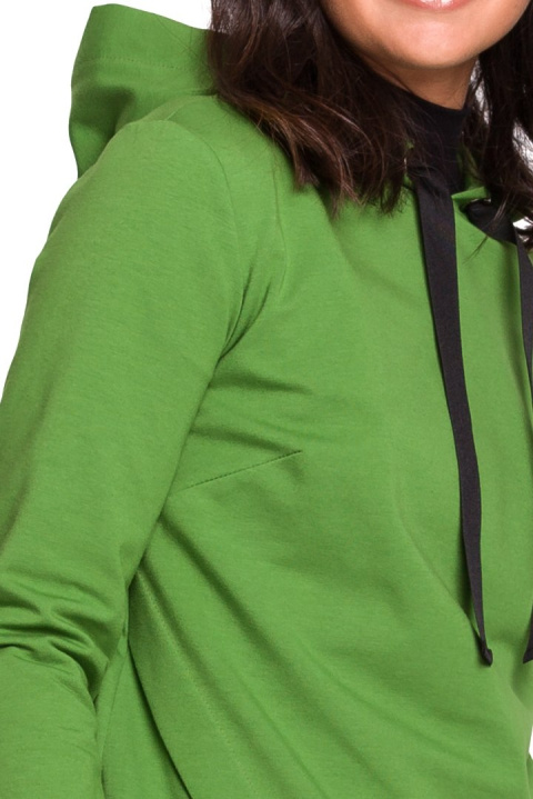 Bluza damska dresowa z kapturem z troczkami dzianina limonkowa B123 Bluza damska dresowa z kapturem z troczkami dzianina limonkowa B123