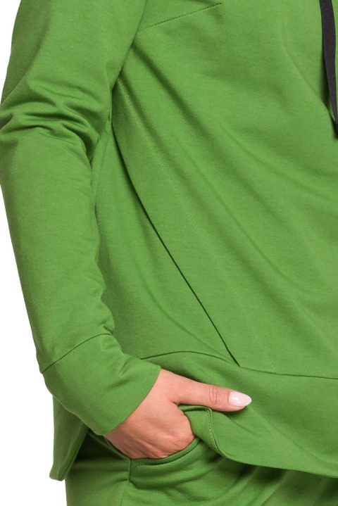 Bluza damska dresowa z kapturem z troczkami dzianina limonkowa B123 Bluza damska dresowa z kapturem z troczkami dzianina limonkowa B123