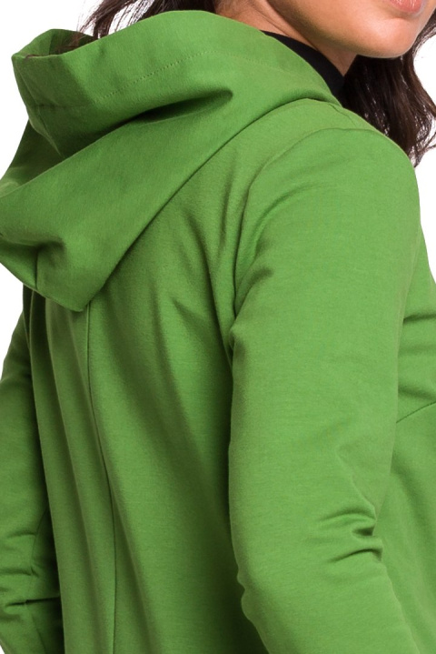 Bluza damska dresowa z kapturem z troczkami dzianina limonkowa B123 Bluza damska dresowa z kapturem z troczkami dzianina limonkowa B123