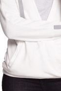 Sportowa bluza damska z kapturem i kopertowym przodem ecru B127