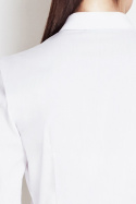 Koszula damska o klasycznym kroju i zamkami w mankietach biała A52