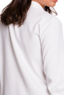 Koszula damska z kołnierzykiem odcinana pod biustem biała B122