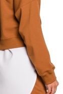 Krótka bluza damska z opadającym dekoltem karmelowa B125