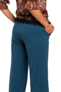 Spodnie damskie z gumką w pasie poszerzane nogawki 7/8 morskie me450
