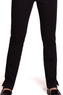 Spodnie damskie proste nogawki z rozporkami dzianina czarne B124