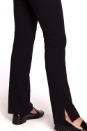 Spodnie damskie proste nogawki z rozporkami dzianina czarne B124