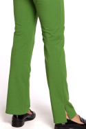 Spodnie damskie proste nogawki z rozporkami dzianina limonkowe B124
