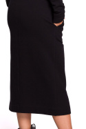 Sukienka maxi z kapturem długim rękawem i kieszeniami czarna B128