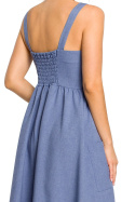 Sukienka letnia midi na ramiączkach bez rękawów dekolt niebieska B117