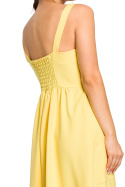 Sukienka letnia midi na ramiączkach bez rękawów dekolt żółta B117