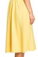 Sukienka letnia midi na ramiączkach bez rękawów dekolt żółta B117