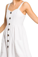 Sukienka letnia midi na ramiączkach bez rękawów dekolt biała B117
