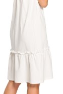 Zwiewna sukienka midi na wiązanych ramiączkach ecru B119