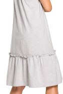 Zwiewna sukienka midi na wiązanych ramiączkach szara B119