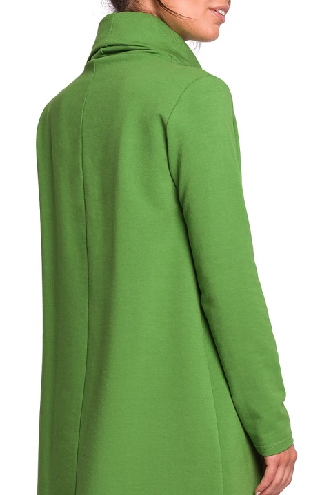 Luźna sukienka midi oversize z kołnierzem długi rękaw limonkowa B132 Luźna sukienka midi oversize z kołnierzem długi rękaw limonkowa B132