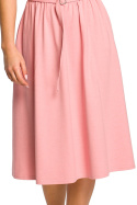 Letnia sukienka rozkloszowana dopasowana góra krótki rękaw różowa B120