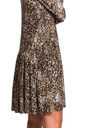 Sukienka wzorzysta midi rozkloszowana z długim rękawem m2 B136