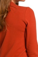 Sweter damski dopasowany zapinany na napy dzianinowy rudy S198