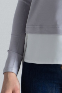 Asymetryczna bluzka damska z wiskozy z długim rękawem szara M374