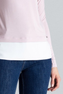 Asymetryczna bluzka damska z wiskozy z długim rękawem różowa M374