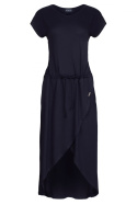Sukienka asymetryczna midi z wiskozy wiązana w pasie czarna M394