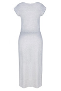 Sukienka asymetryczna midi z wiskozy wiązana w pasie szara M394