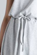 Sukienka asymetryczna midi z wiskozy wiązana w pasie szara M394