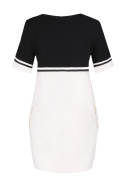 Sukienka mini bawełniana z krótkim rękawem ecru-czarny M400