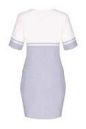 Sukienka mini bawełniana z krótkim rękawem szary-ecru M400