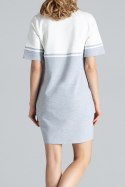 Sukienka mini bawełniana z krótkim rękawem szary-ecru M400