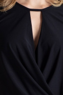Bluzka damska bez rękawów z kopertowym dekoltem V czarna M337