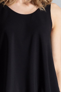 Bluzka damska z dekoltem bez rękawów luźna dwuwarstwowa czarna M351