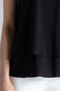 Bluzka damska z dekoltem bez rękawów luźna dwuwarstwowa czarna M351