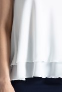Bluzka damska z dekoltem bez rękawów luźna dwuwarstwowa ecru M351