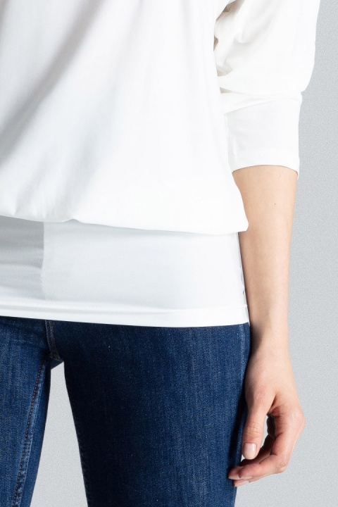 Bluzka damska kimono z długim rękawem i ściągaczem ecru M037 Bluzka damska kimono z długim rękawem i ściągaczem ecru M037