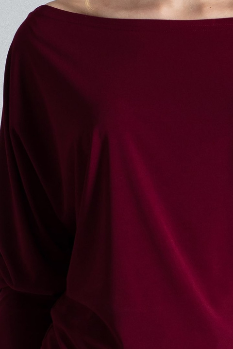 Bluzka damska kimono z długim rękawem i ściągaczem bordowa M037 Bluzka damska kimono z długim rękawem i ściągaczem bordowa M037