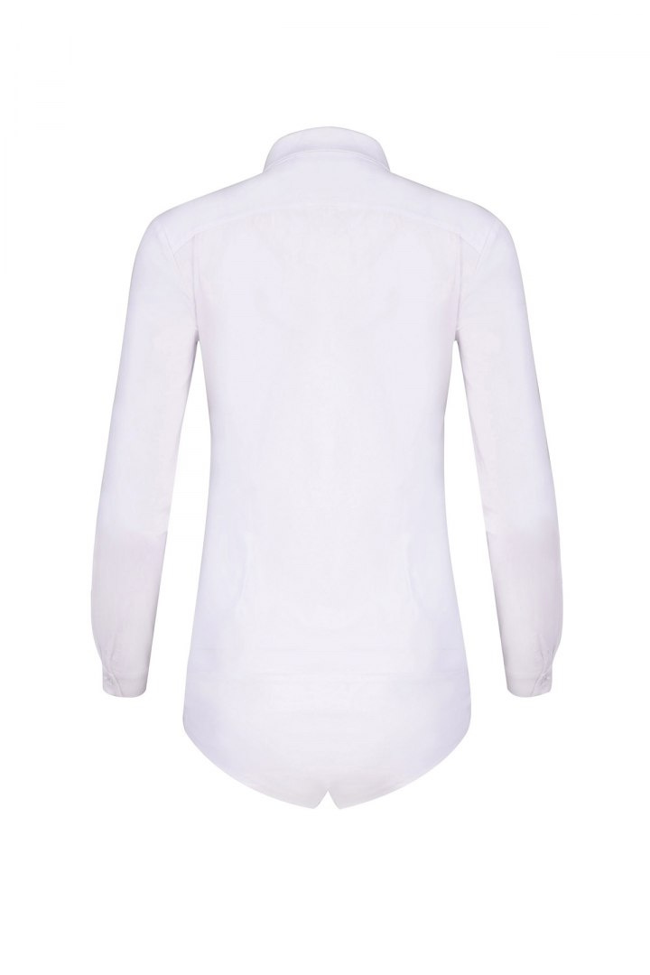 Body damskie koszulowe zapinane na guziki bawełniane białe M315