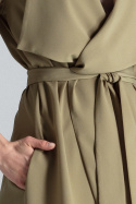 Sukienka midi a'la szlafrok wiązana w pasie luźna oliwkowa M464