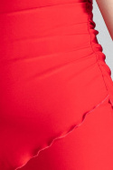 Sukienka asymetryczna ołówkowa bez rękawów z dekoltem V czerwona M053