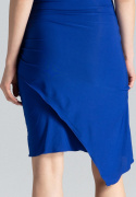 Sukienka asymetryczna ołówkowa bez rękawów z dekoltem V niebieska M053