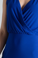 Elegancka sukienka ołówkowa bez rękawów z dekoltem V niebieska M135