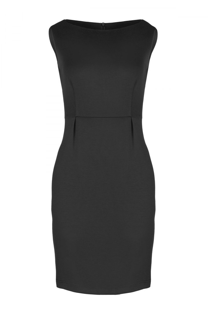 Klasyczna sukienka mini dopasowana bez rękawów czarna M079