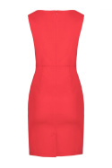 Klasyczna sukienka mini dopasowana bez rękawów koralowa M079