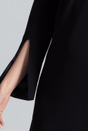 Sukienka mini z pękniętymi rękawami i dekoltem V czarna M550