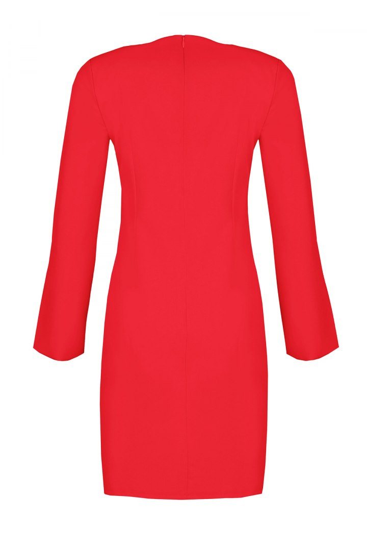 Sukienka mini z pękniętymi rękawami i dekoltem V czerwona M550