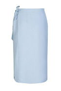 Spódnica asymetryczna midi na zakładkę z wiązaniem błękitna M629