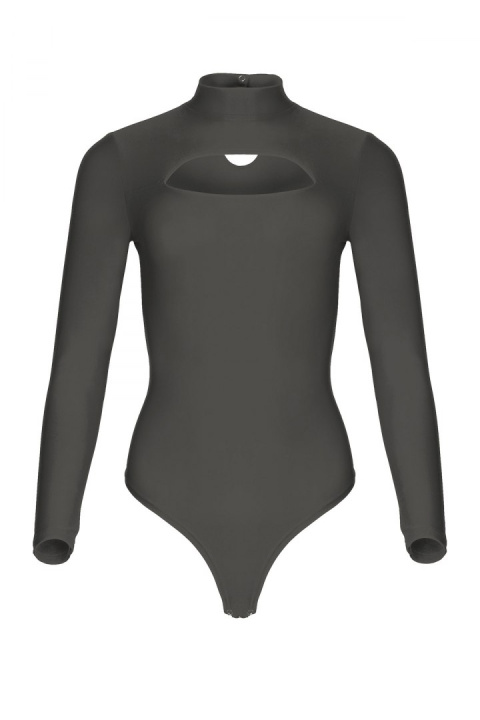 Body damskie dopasowane elastyczne z długim rękawem oliwkowe M649 Body damskie dopasowane elastyczne z długim rękawem oliwkowe M649