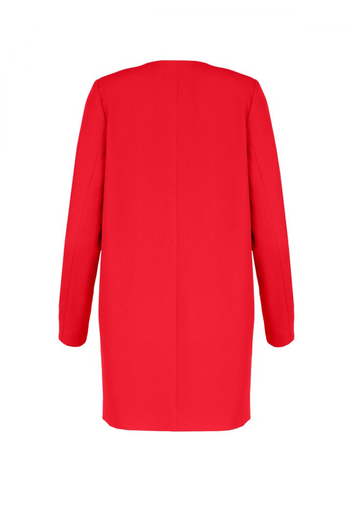 Płaszcz damski prosty żakietowy bez zapięcia i kieszeni czerwony M551