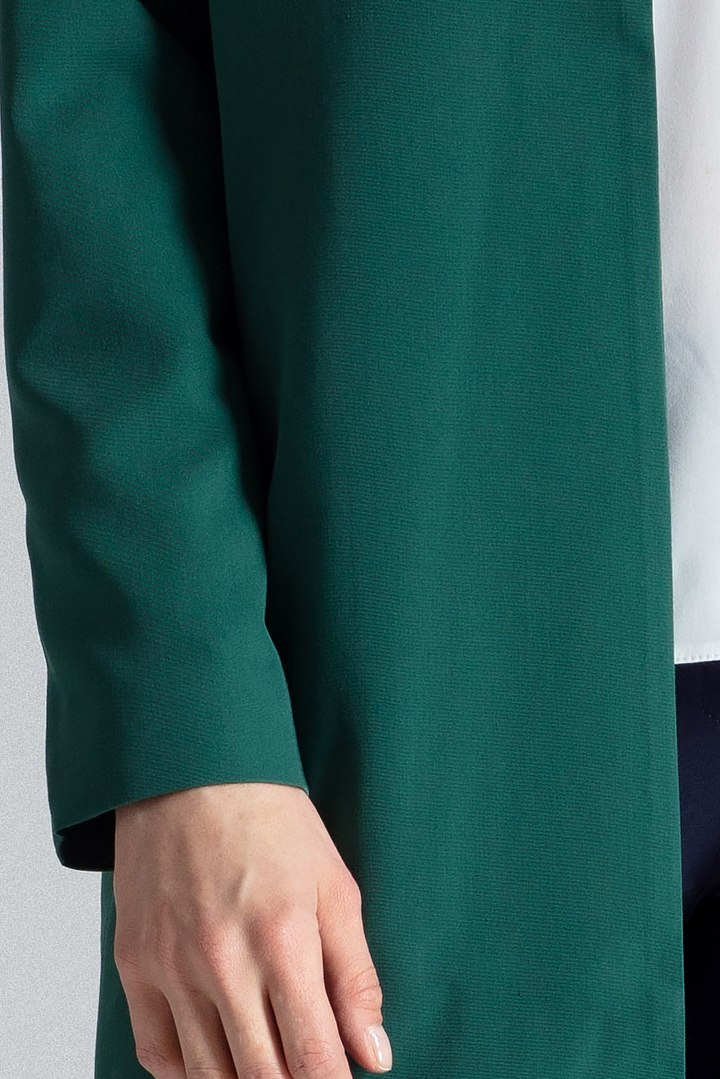 Płaszcz damski prosty żakietowy bez zapięcia i kieszeni zielony M551