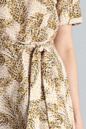 Sukienka midi z krótkim rękawem wiązana w pasie wzór 106 M669